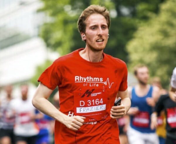 A runner with ROL t-shirt raising money